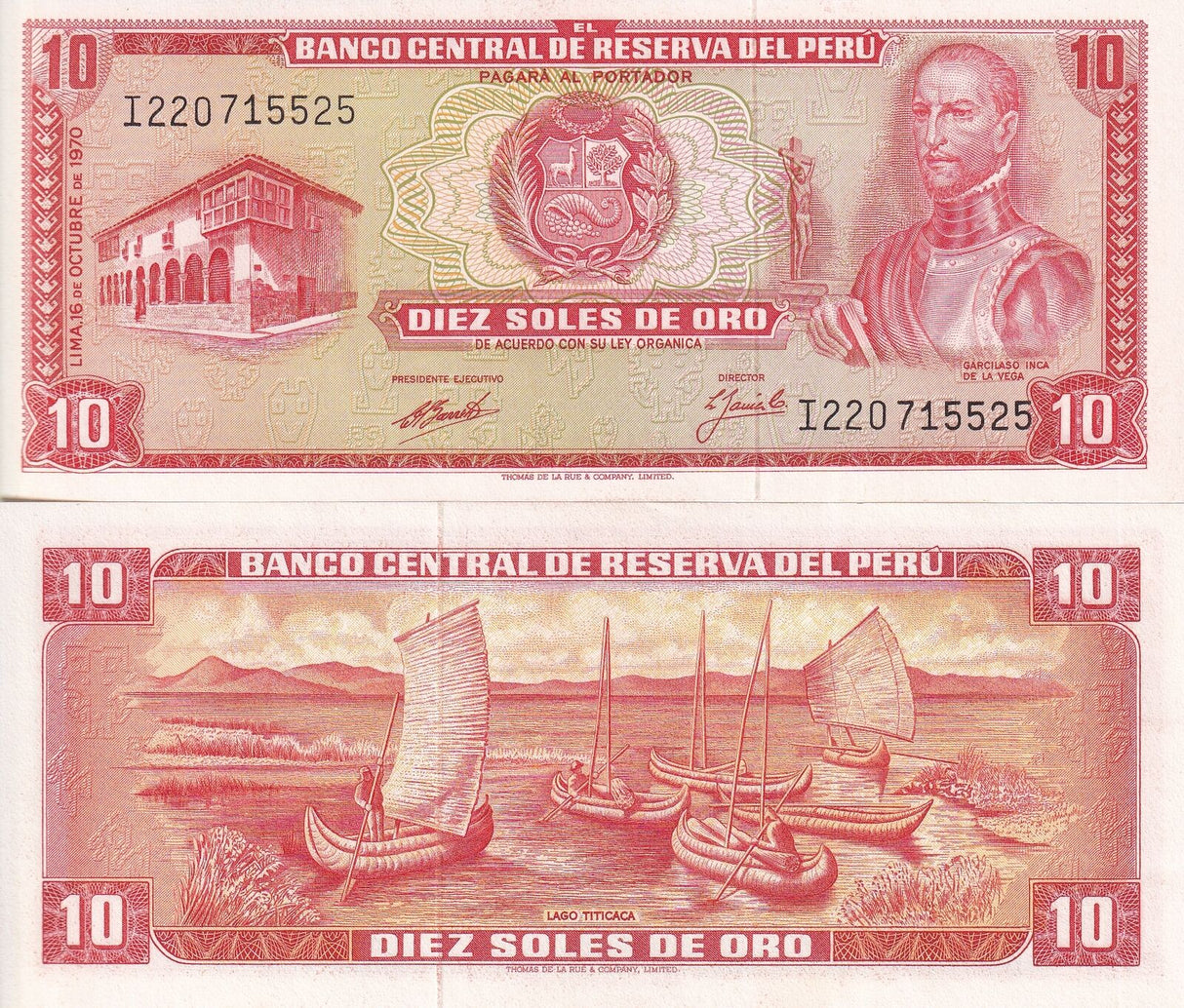 Peru 10 Soles De Oro 1970 P 100 b UNC