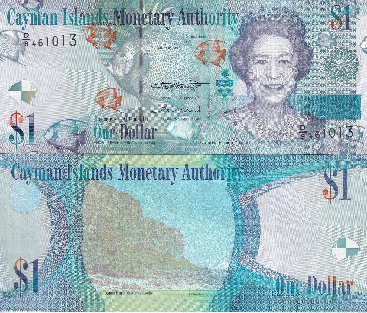 Cayman Islands 1 Dollar 2018 2024 QEII D/9 P 38 UNC