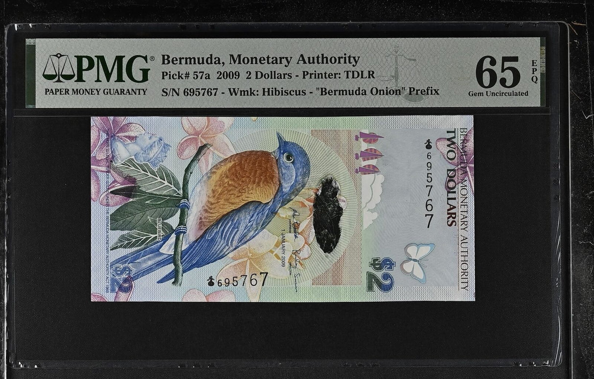 Bermuda 2 Dollars 2009 P 57 a Gem UNC PMG 65 EPQ