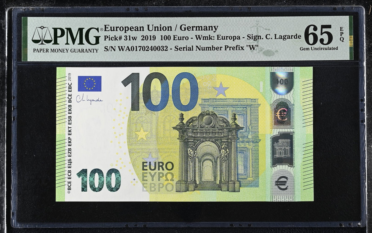 Euro 100 Euro Germany 2019 P 31 w Gem UNC PMG 65 EPQ