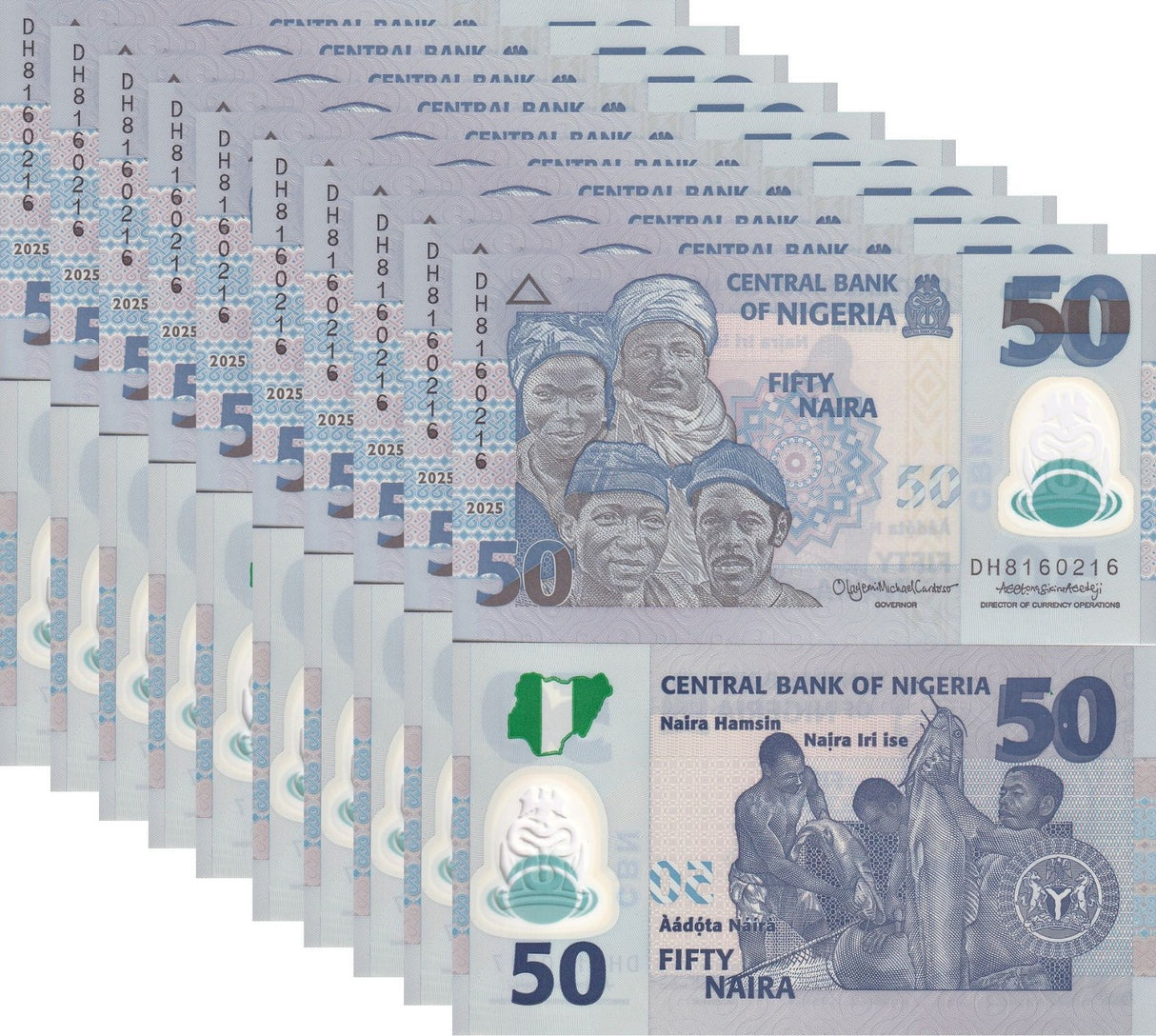 Nigeria 50 Naira 2025 P 40 Polymer UNC LOT 10 PCS