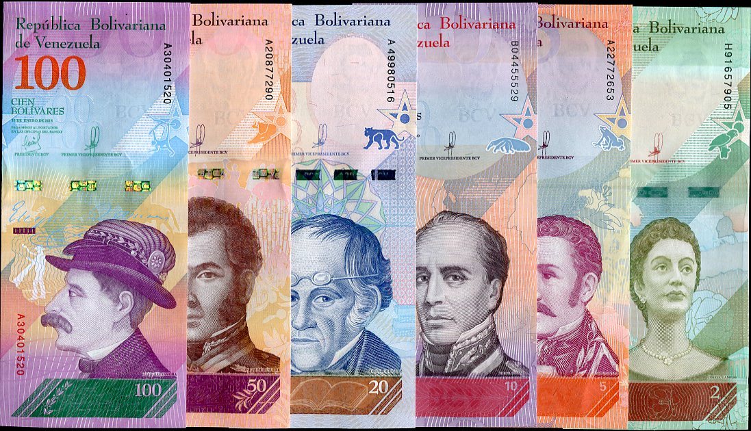 Venezuela Set 6 Pcs 2 5 10 20 50 100 Soberano 2018 P 101 102 103 104 105 106 UNC