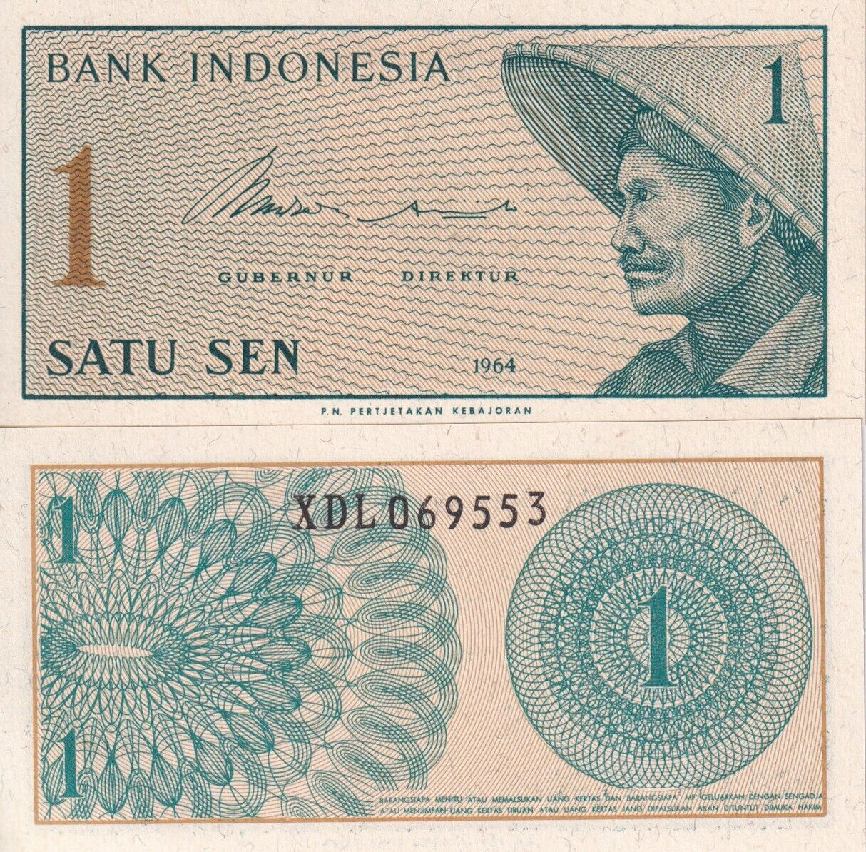 Indonesia Set 4 Pcs 1 5 10 50 Sen 1964 P 90 91 92 94 UNC