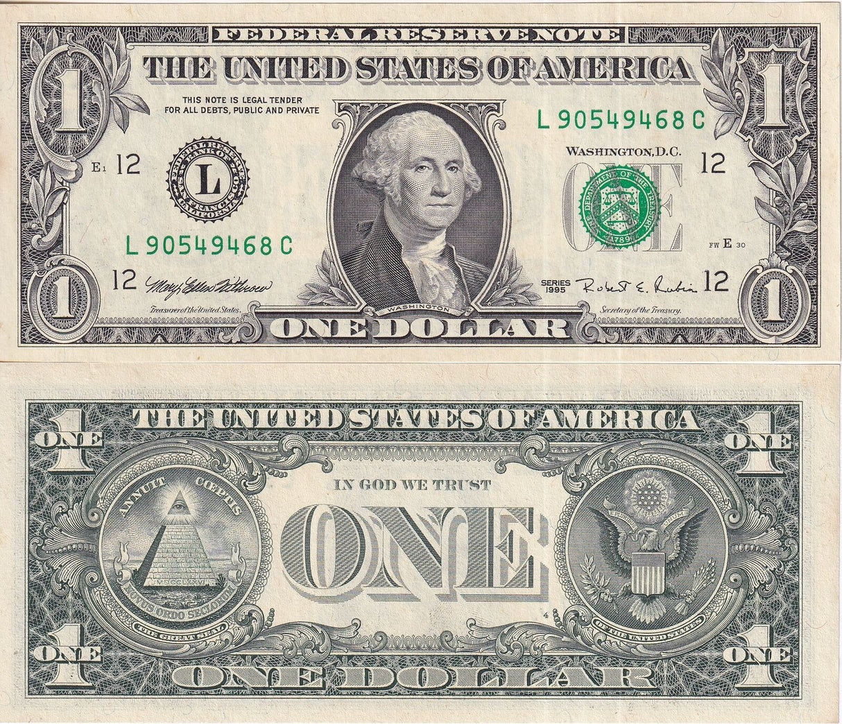 United States 1 Dollars USA 1995 P 496 "L" San Francisco CA UNC W/Tone