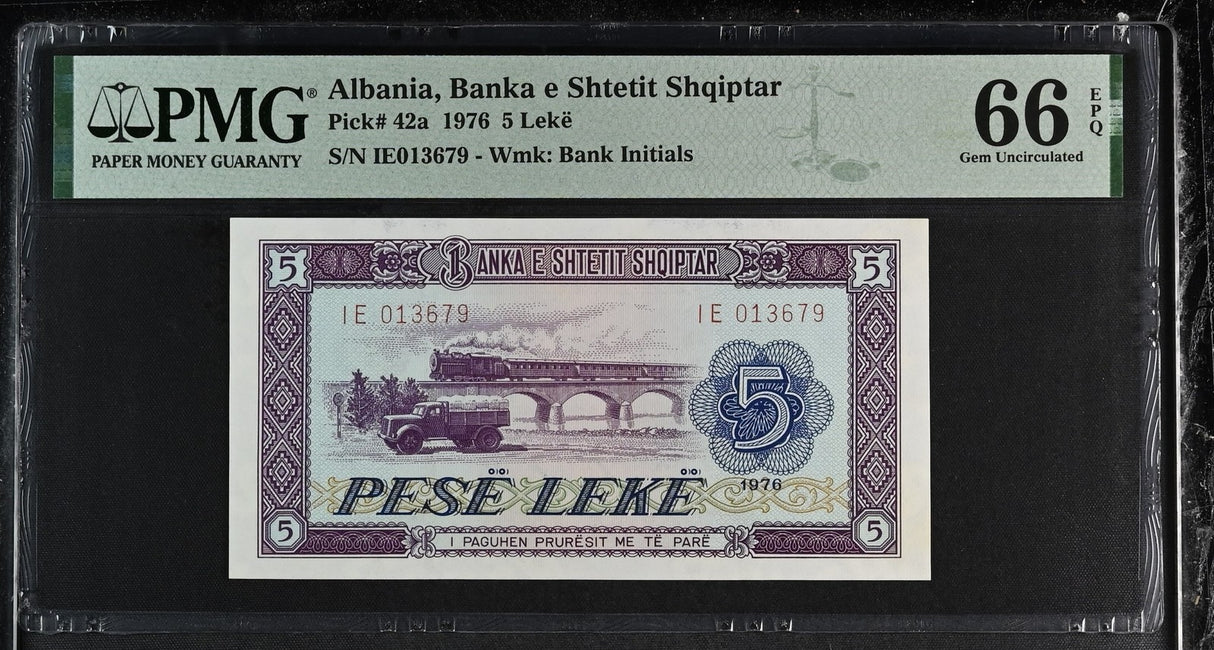 Albania 5 Leke 1976 P 42 a Gem UNC PMG 66 EPQ