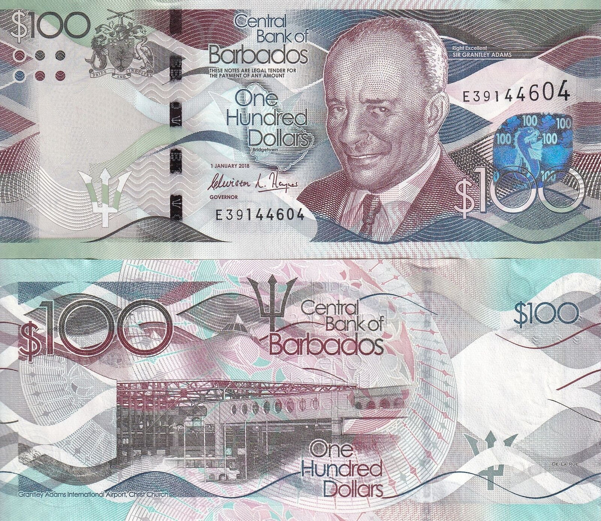 Barbados 100 Dollars 2018 P 78 UNC