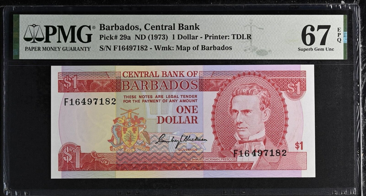 Barbados 1 Dollar ND 1973 P 29 a Superb Gem UNC PMG 67 EPQ