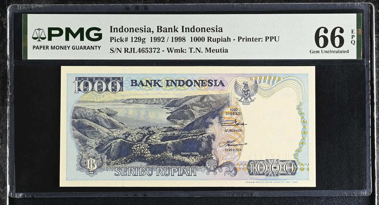 Indonesia 1000 Rupiah 1992 / 1998 P 129 g Gem UNC PMG 66 EPQ