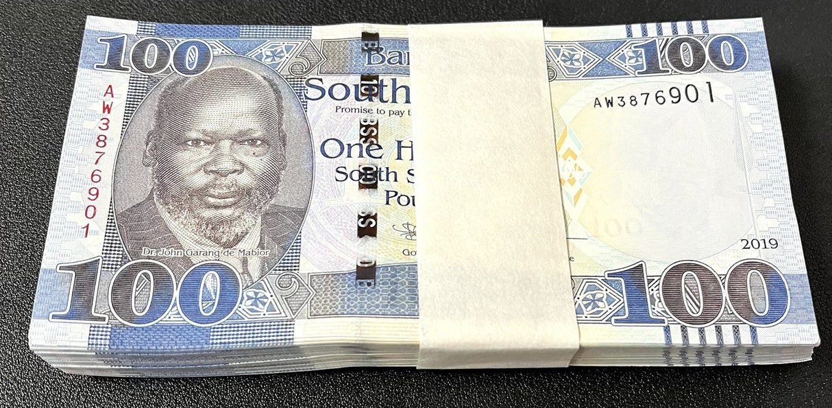 South Sudan 100 Pounds 2019 P 15 UNC LOT 100 PCS 1 Bundle
