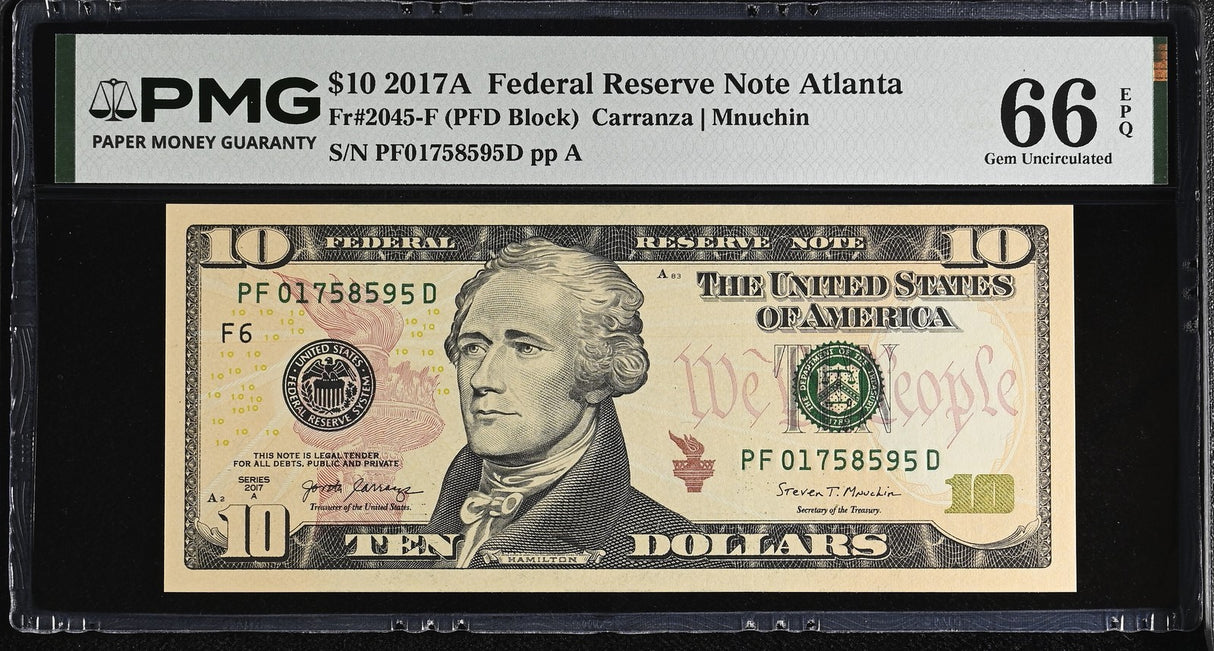 United States 10 Dollars USA 2017A P 545B F Atlanta Gem UNC PMG 66 EPQ