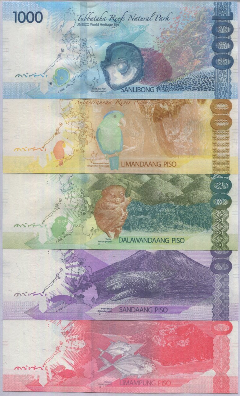 Philippines Set 5 pcs 50 100 200 500 1000 Pesos 2020 P 224-228 UNC + Blind Mark