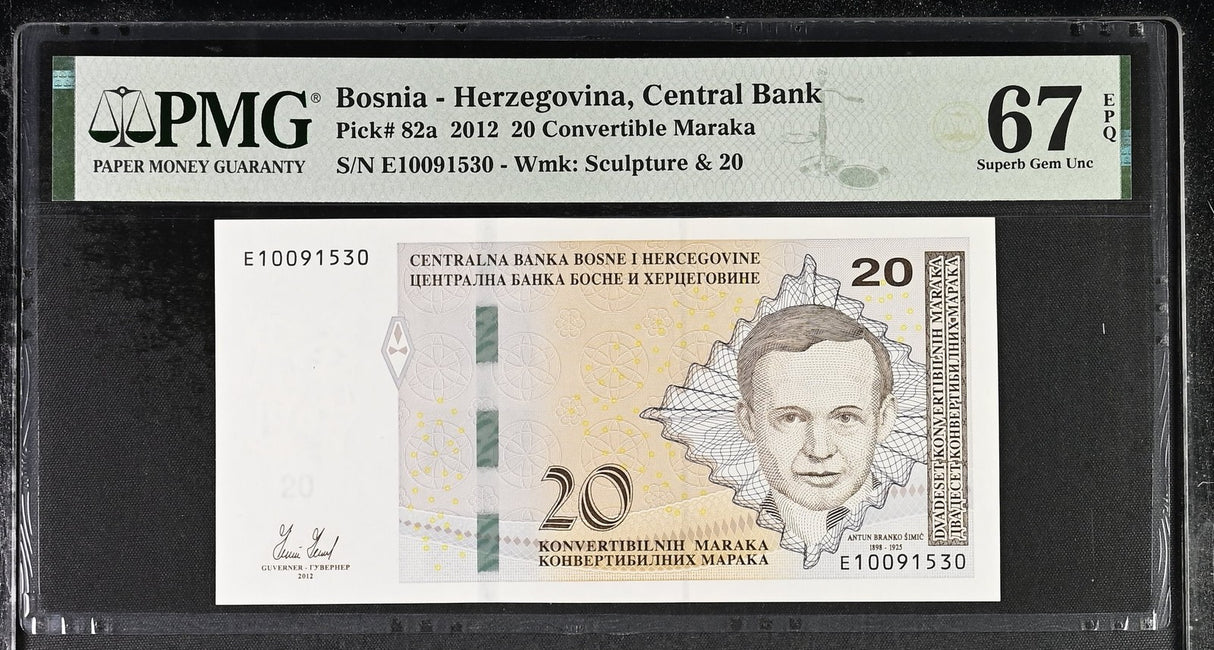 Bosnia 20 Convertible Maraka 2012 P 82 a Superb Gem UNC PMG 67 EPQ