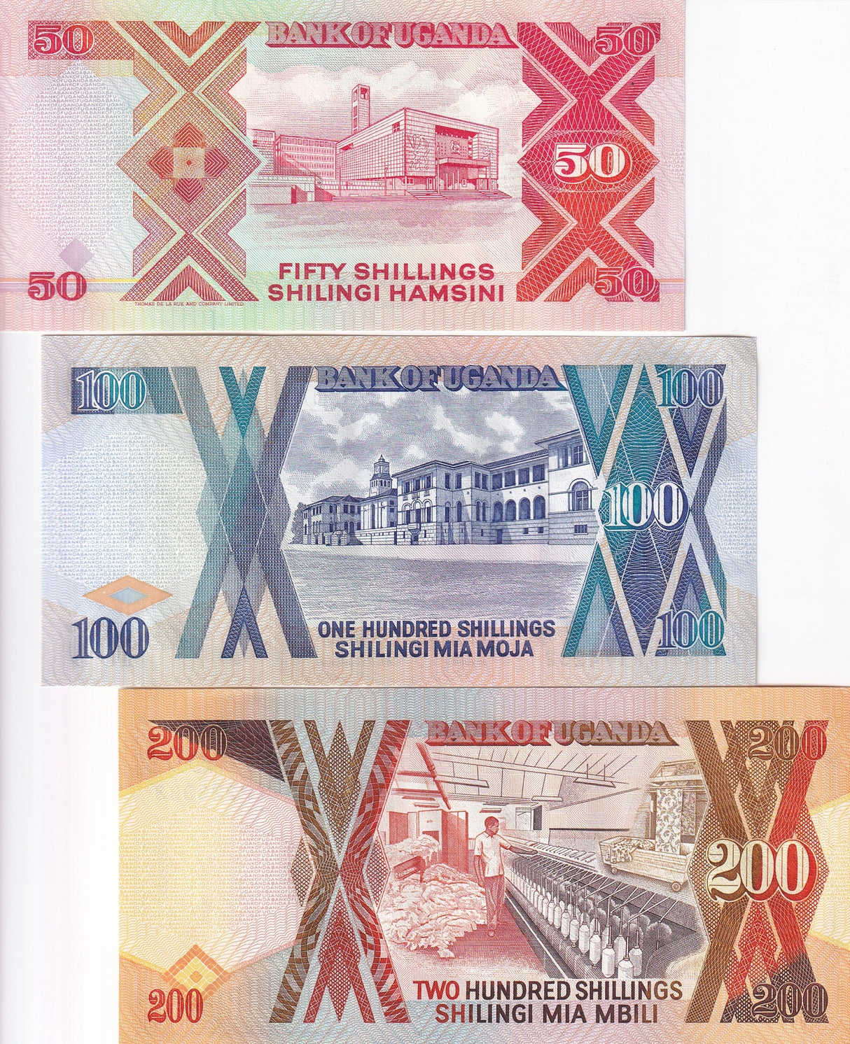 Uganda Set 3 PCS 50 100 200 Shillings Random Year P 30 31 32 UNC
