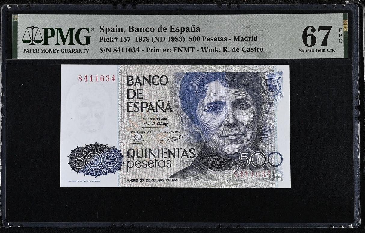 Spain 500 Pesetas 1979 ND 1983 P 157 Superb GEM UNC PMG 67 EPQ