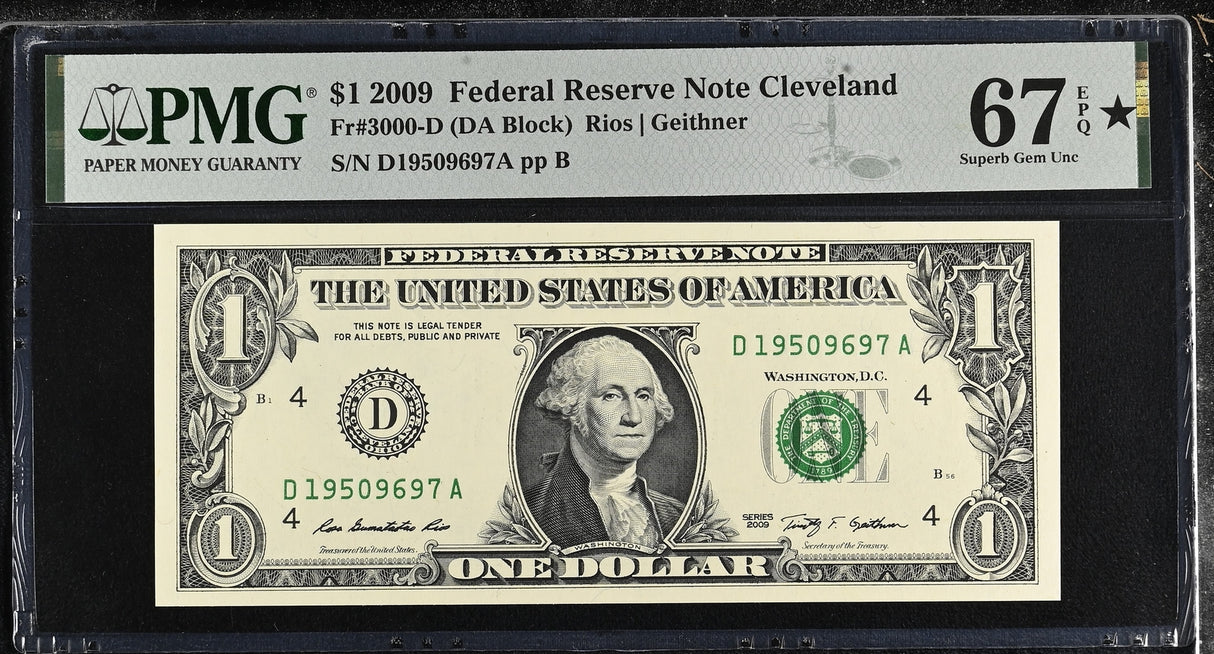 United States 1 Dollar USA 2009 P 530 Cleveland Superb Gem UNC PMG 67 EPQ STAR