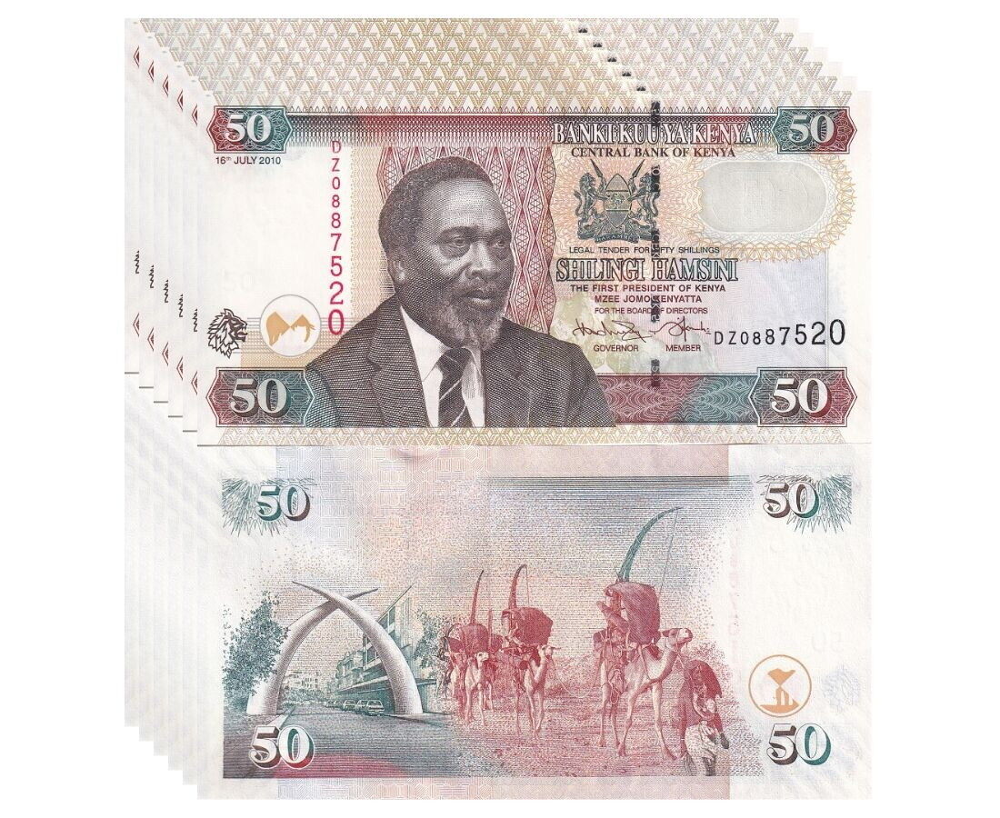 Kenya 50 Shillings 2010 P 47 e UNC LOT 5 PCS