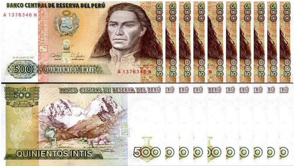 Peru 500 Intis 1987 P 134 UNC LOT 10 PCS
