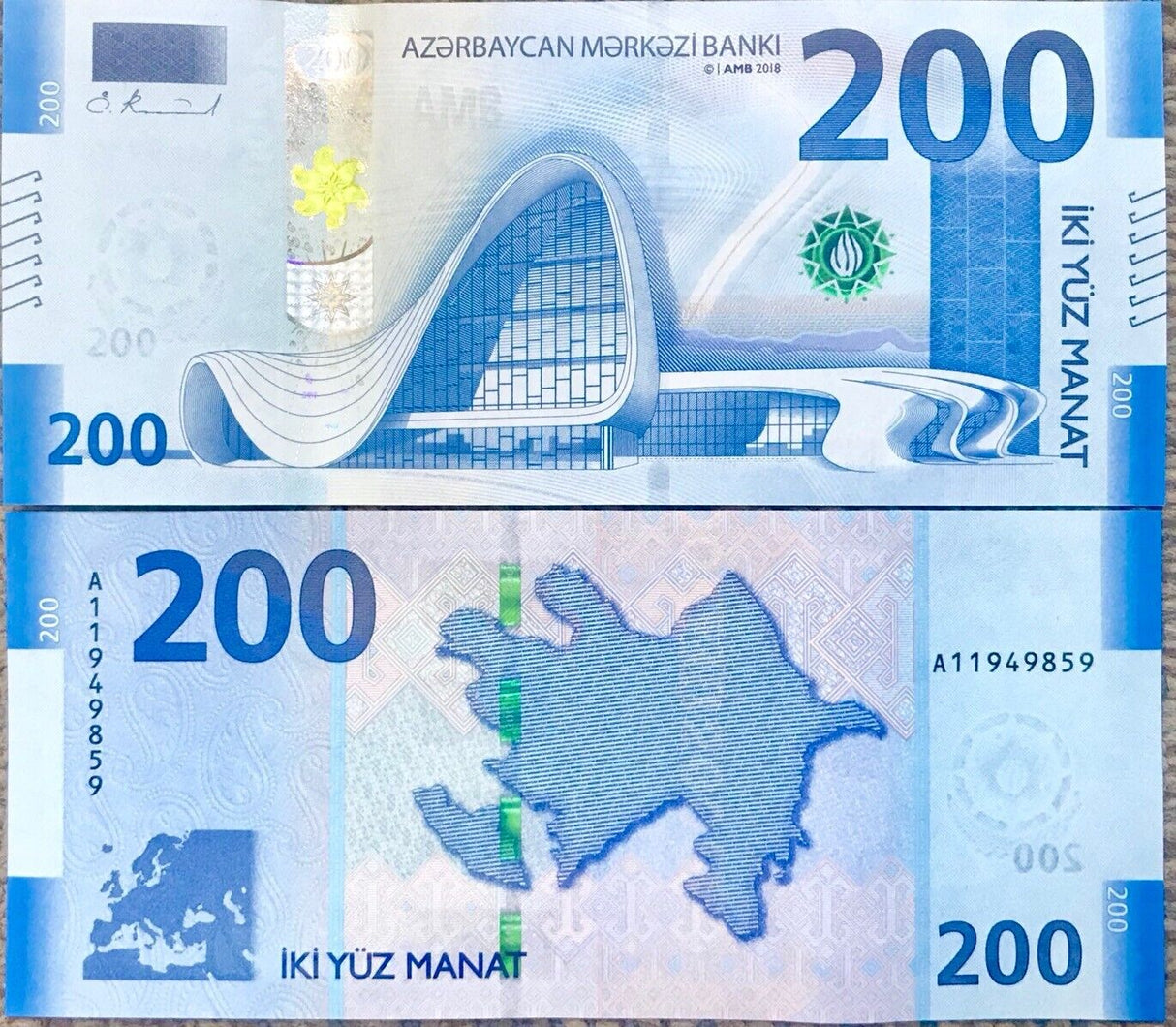 Azerbaijan 200 Manat 2018 P 37 UNC