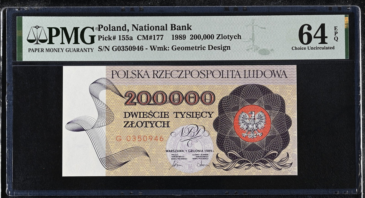 Poland 200000 Zlotych 1989 P 155 a Choice UNC PMG 64 EPQ