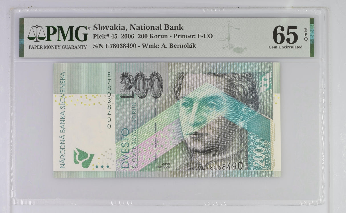 Slovakia 200 Korun 2006 P 45 Gem UNC PMG 65 EPQ