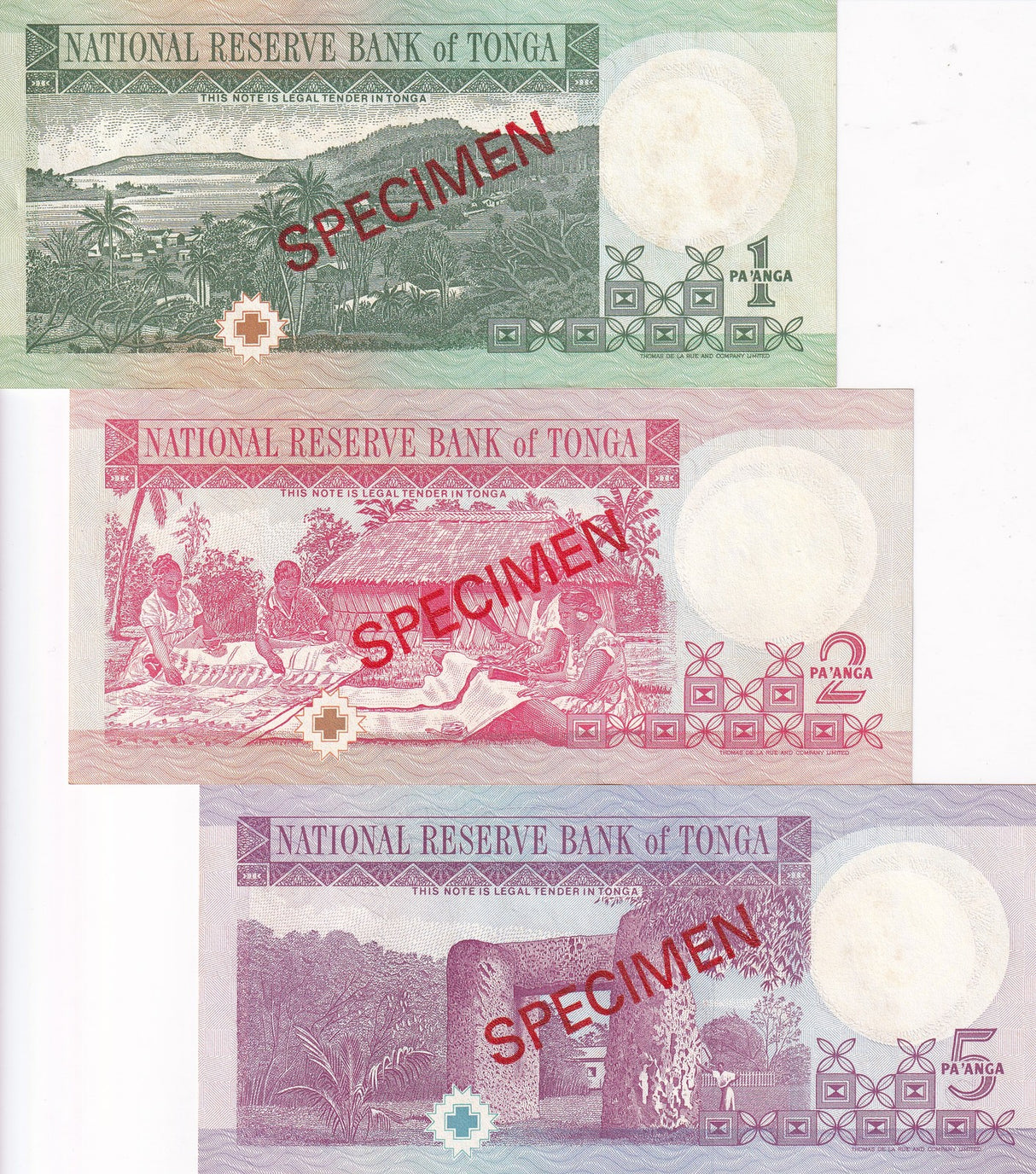 Tonga Set 3 UNC 1 2 5 Pa'anga ND 1995 P 31 P 32 33 SPECIMEN UNC