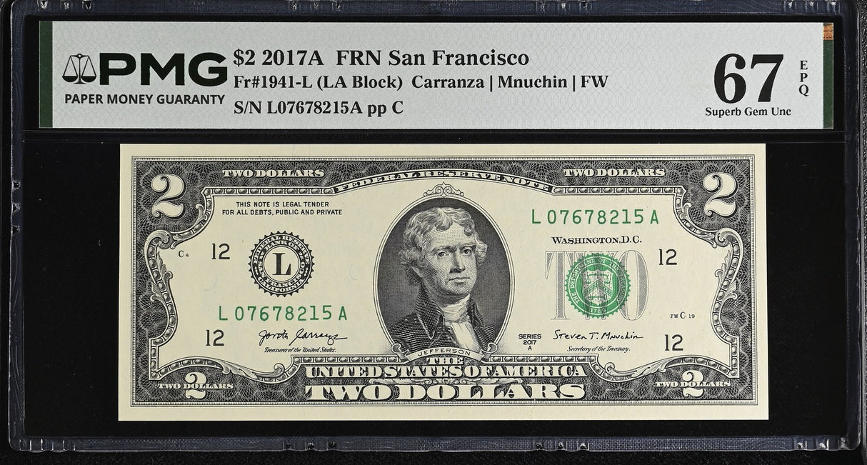 United States 2 Dollars Usa 2017A P 545 L San Fran Superb Gem UNC PMG 67 EPQ