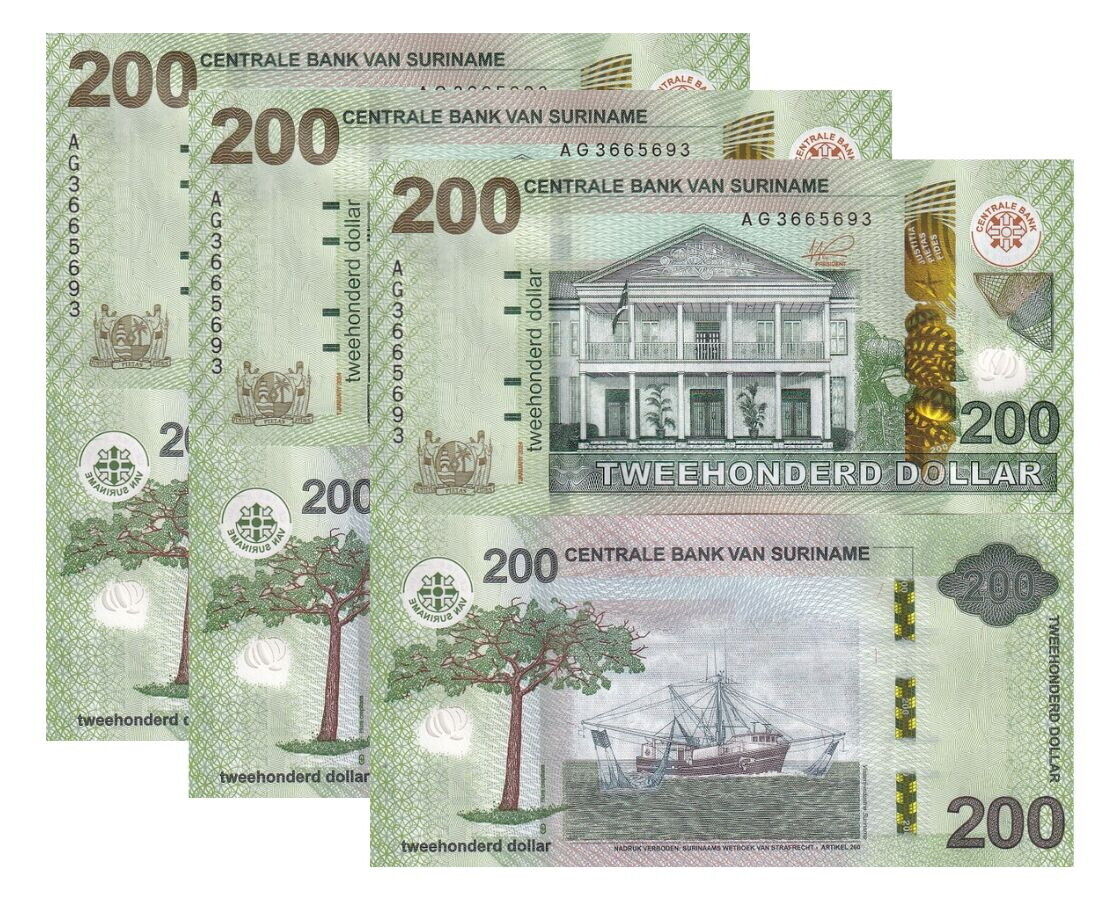 Suriname 200 Dollars 2024 P New Fishing Boat LOT 3 UNC