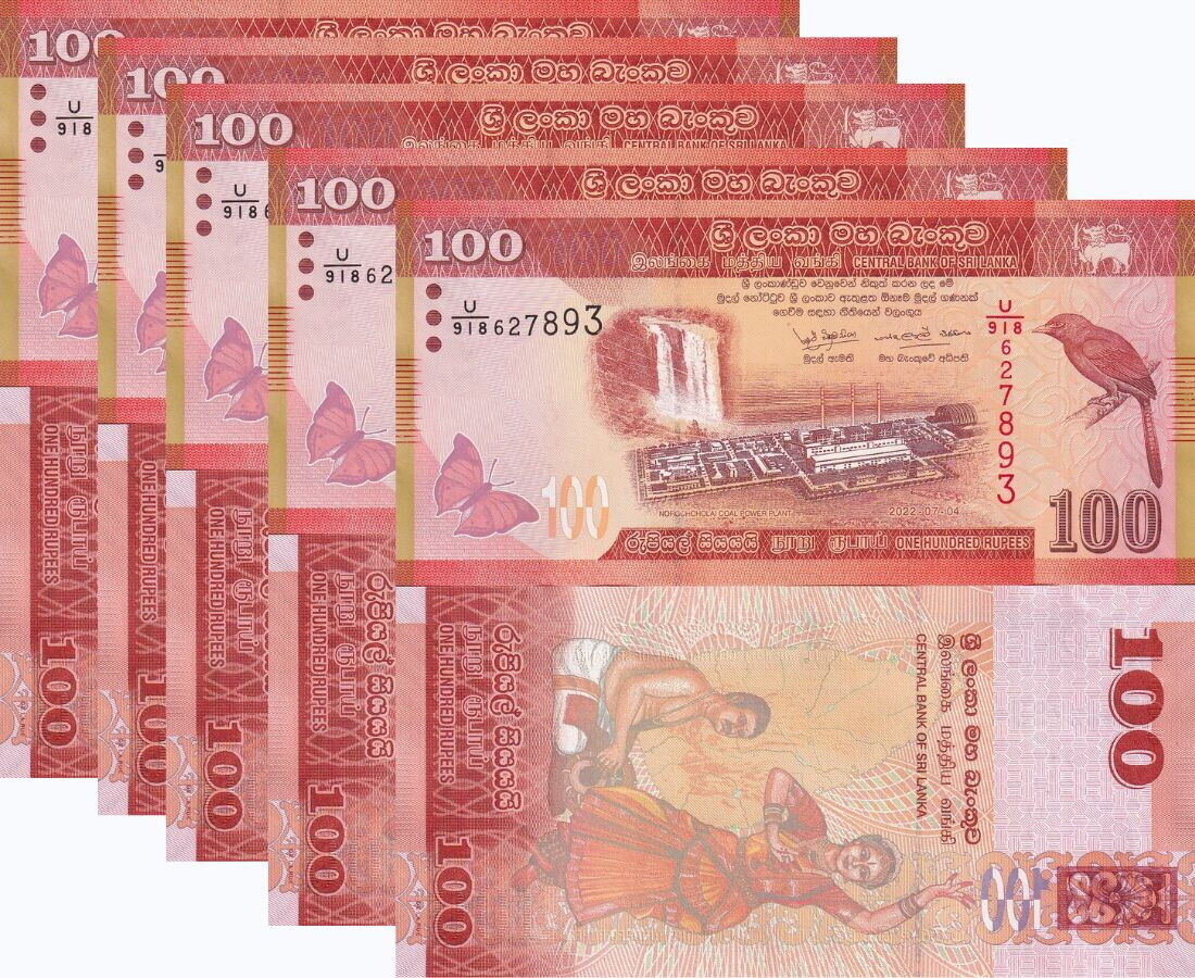 Sri Lanka 100 Rupees 2022 P 125 UNC LOT 5 PCS