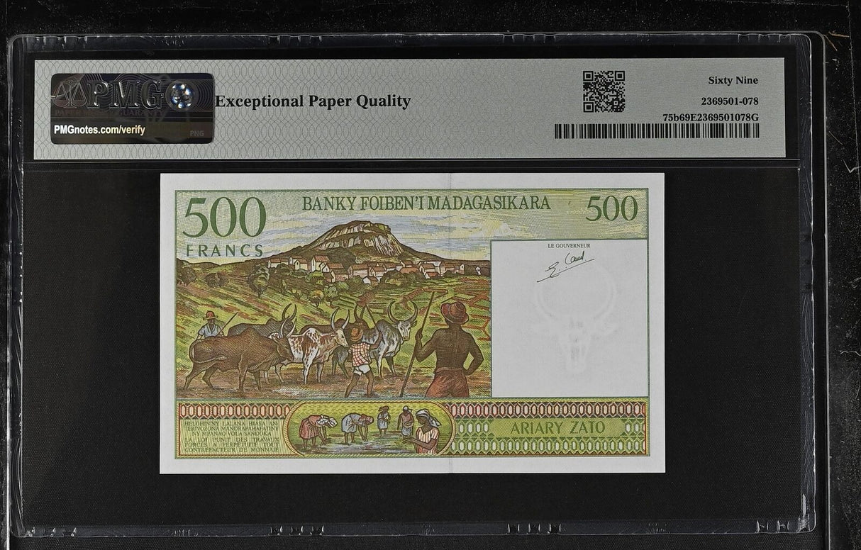 Madagascar 500 Francs ND 1994 P 75 b Superb Gem UNC PMG 69 EPQ TOP POP