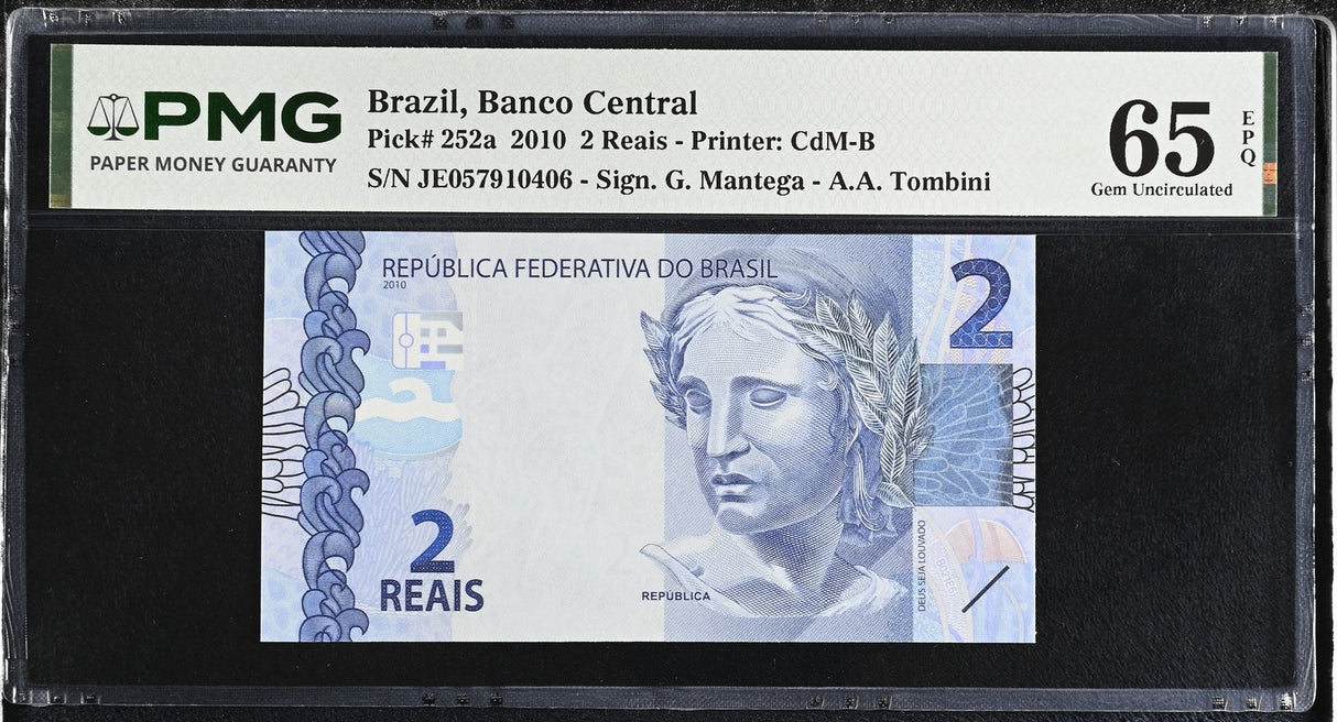Brazil 2 Reais 2010 P 252 a Gem UNC PMG 65 EPQ