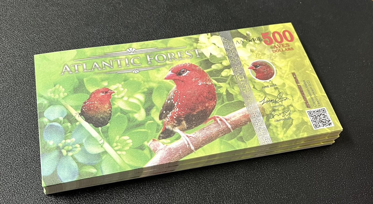 ATLANTIC FOREST 500 AVES DOLLARS STRAWBERRY FINCH 2024 Fantasy Lot 100 Pcs