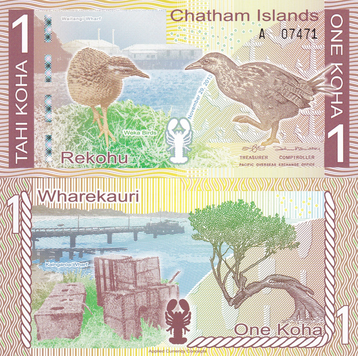 Chatham Islands 1 Koha 2013 Polymer Weka Birds Kaingaroa wharf