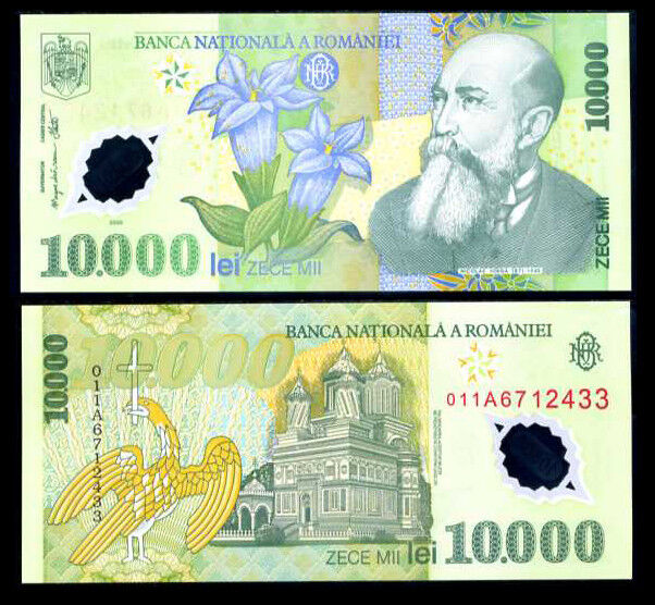 Romania 10000 Lei 2000 P 112 Polymer AUnc