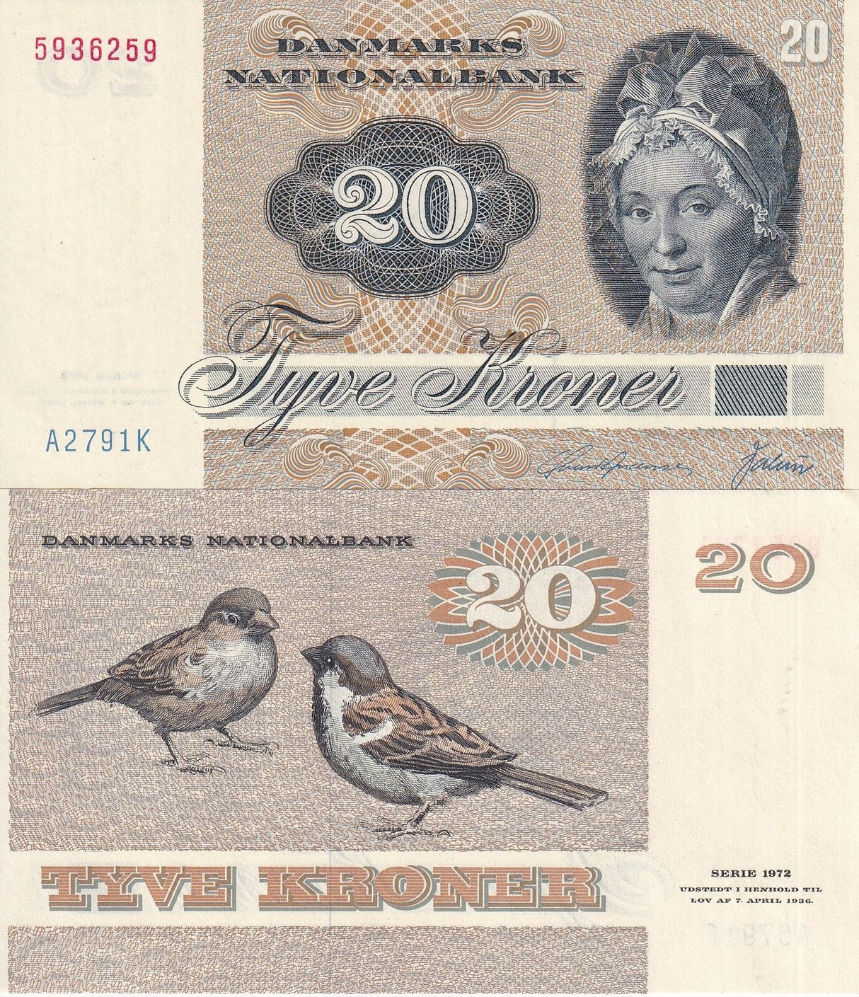 Denmark 20 Kroner 1979 Sign Andersen & Valeur P 49 a UNC