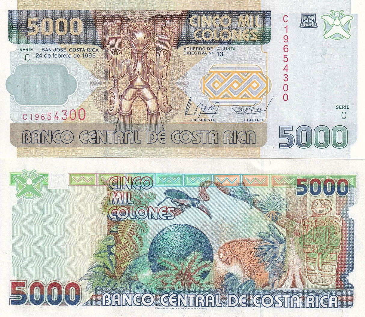 Costa Rica 5000 Colones 1999 P 268 a UNC
