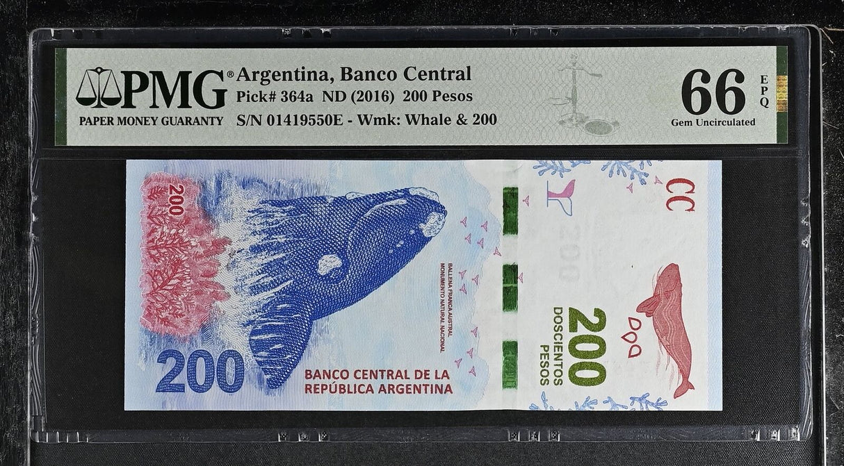 Argentina 200 Pesos ND 2016 P 364 a Gem UNC PMG 66 EPQ