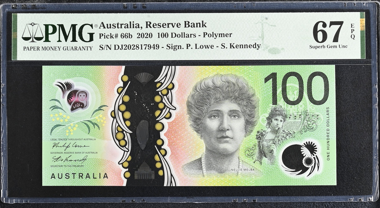 Australia 100 Dollars 2020 P 66 b Polymer Superb Gem UNC PMG 67 EPQ