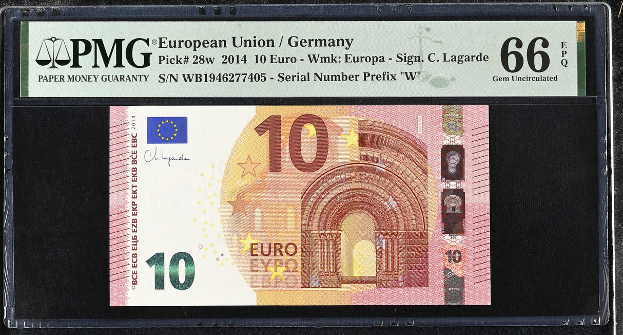 Euro 10 Euro Germany 2014 P 28 W Gem UNC PMG 66 EPQ
