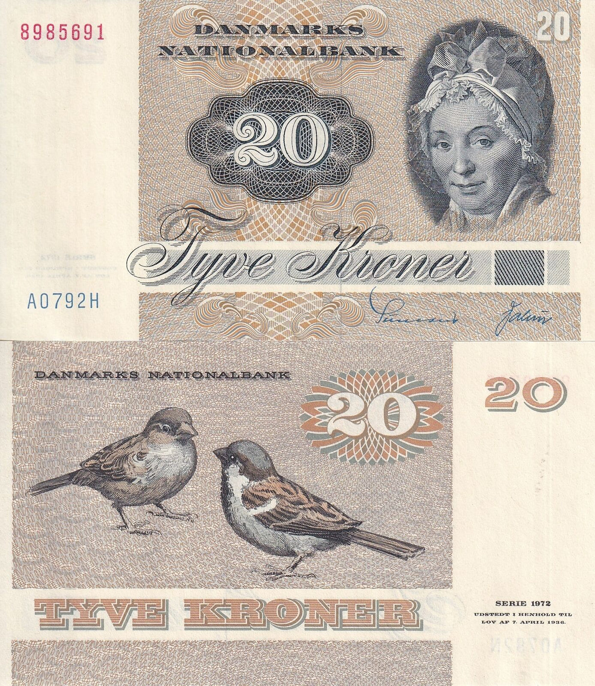 Denmark 20 Kroner 1979 Sign Sunesen & Valeur P 49 a UNC-