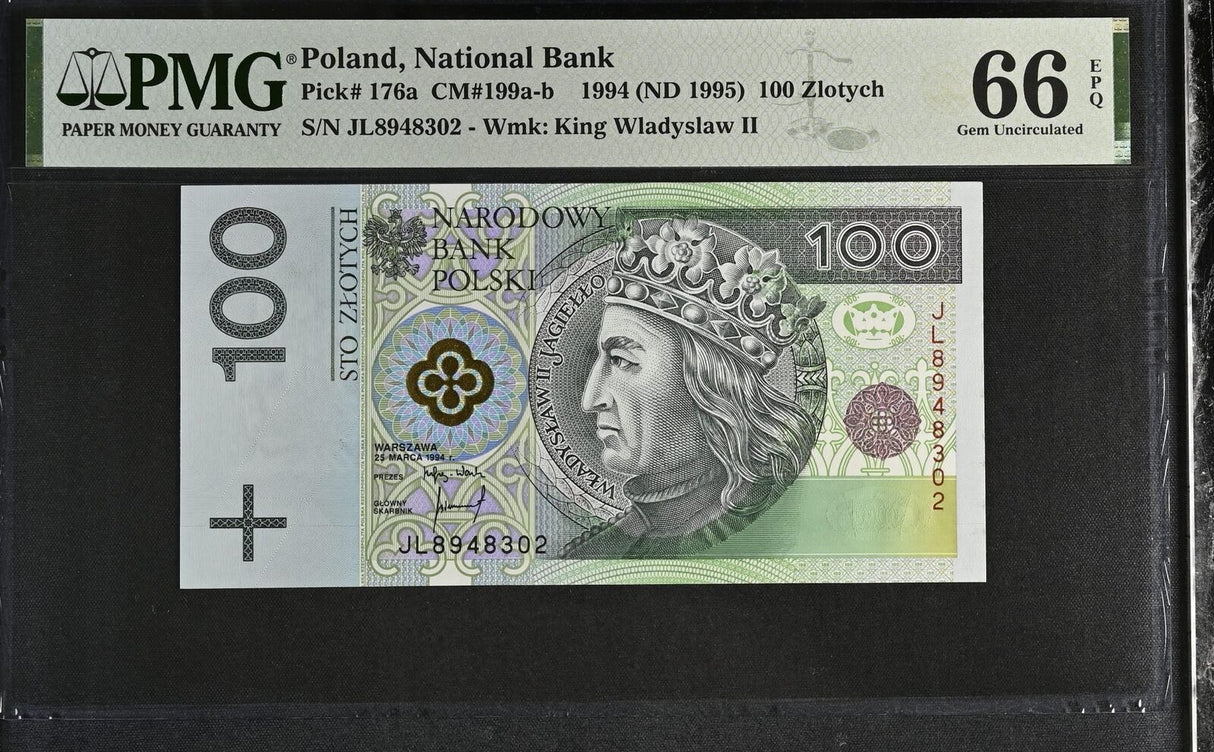 Poland 100 Zlotych 1994 ND 1995 P 176 a Gem UNC PMG 66 EPQ