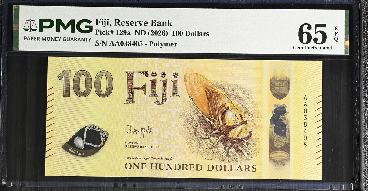 Fiji 100 Dollars ND 2026 P 129 a Gem UNC PMG 65 EPQ