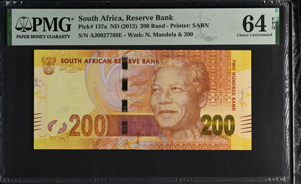 South Africa 200 Rands ND 2012 P 137 a Choice UNC PMG 64 EPQ