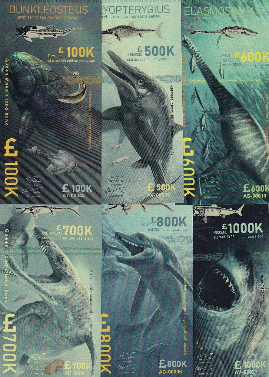 Queen Maud Land Set 6 100k- 500k-800k 1000k Aquatic Shark Polymer Fantasy