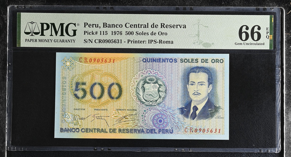 Peru 500 Soles 1976 P 115 Gem UNC PMG 66 EPQ