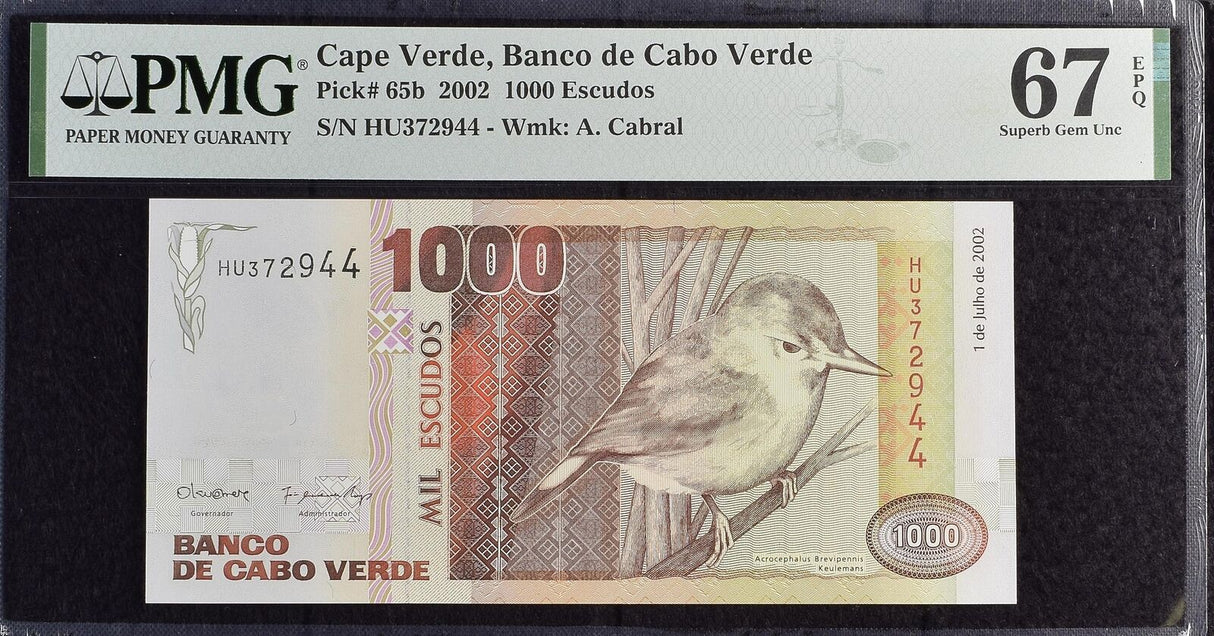 Cape Verde 1000 Escudos 2002 P 65 b Superb Gem UNC PMG 67 EPQ