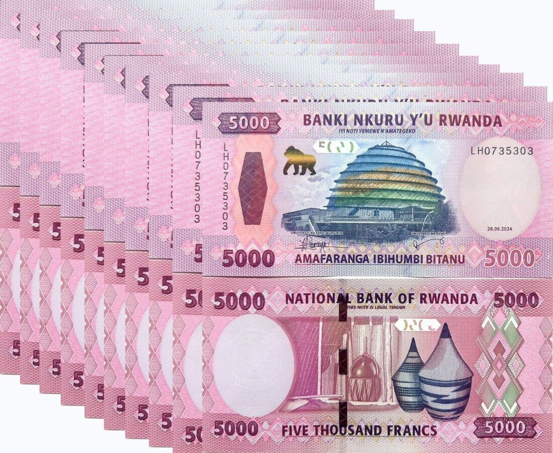 Rwanda 5000 Francs 2024 P 45 NEW Design UNC LOT 10 PCS