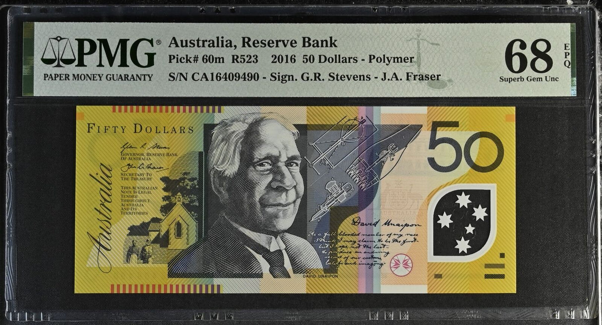 Australia 50 Dollars 2016 Polymer P 60 m Superb Gem UNC PMG 68 EPQ