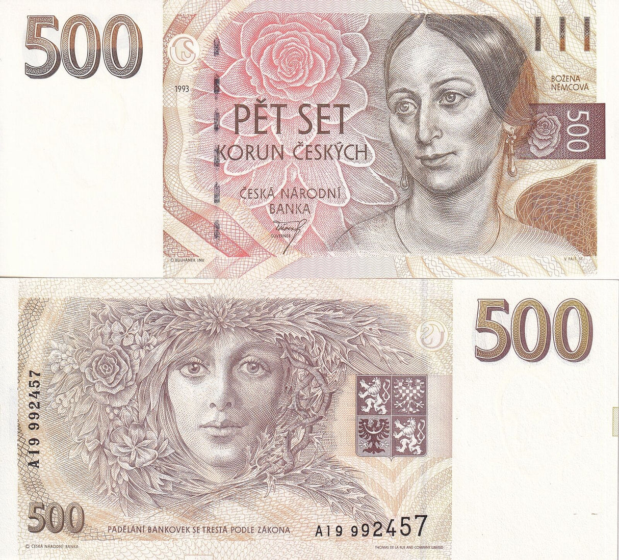 Czech Republic 500 Korun 1993 P 7 UNC