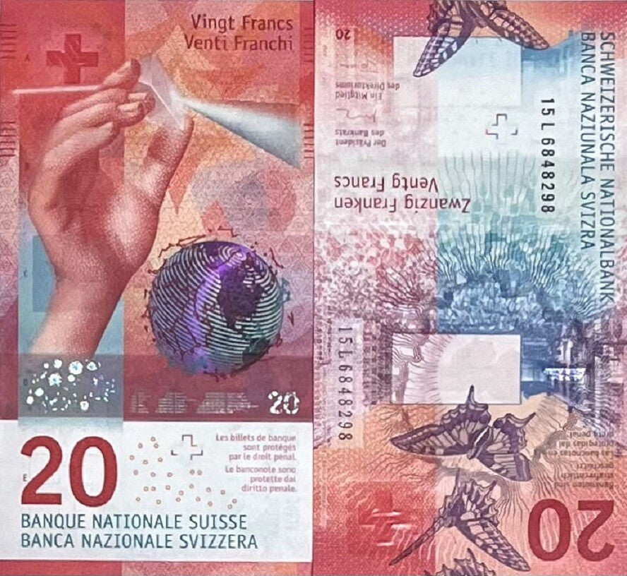Switzerland 20 Franken 2015 P 76 a Sign Studer & Jordan UNC