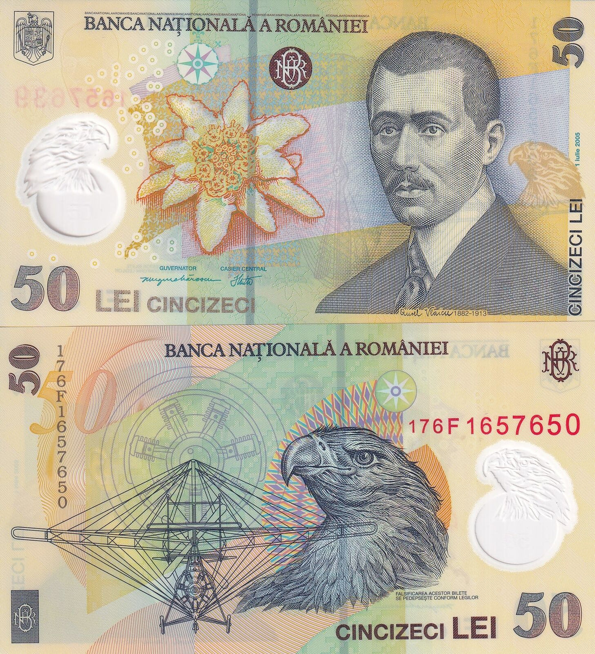 Romania 50 Lei 2005/2017 P 120 g Polymer UNC